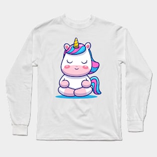Cute Unicorn Meditation Long Sleeve T-Shirt